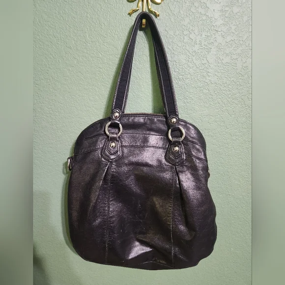 Coach Poppy Black Shimmer Convertible Crossbody - Picture 2 of 16